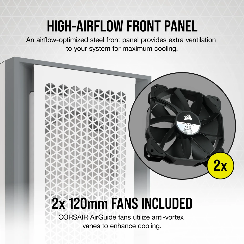 5000D AIRFLOW Tempered Glass Mid-Tower ATX PC Case — White