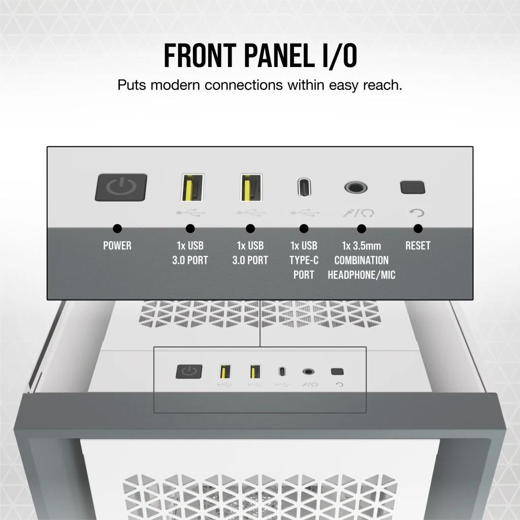 5000D AIRFLOW Tempered Glass Mid-Tower ATX PC Case — White