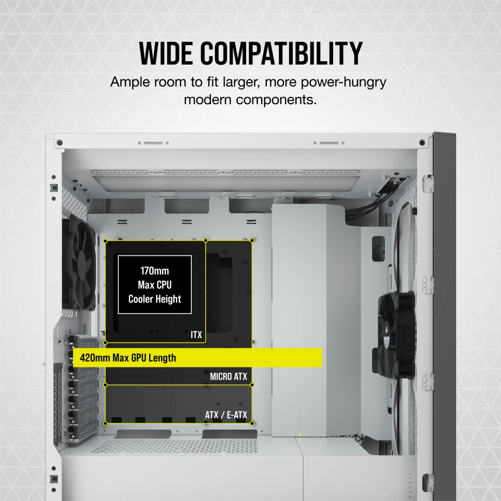 5000D AIRFLOW Tempered Glass Mid-Tower ATX PC Case — White