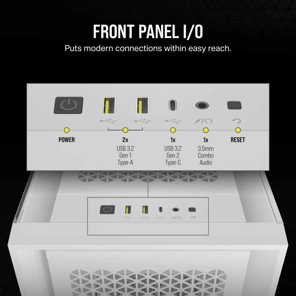 5000D CORE AIRFLOW ミッドタワー ATX PC ケース — ホワイト