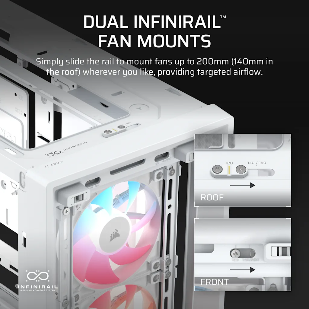 Corsair FRAME 4000D LCD RS ARGB Premium Mid-Tower PC Case - White thumbnail 5