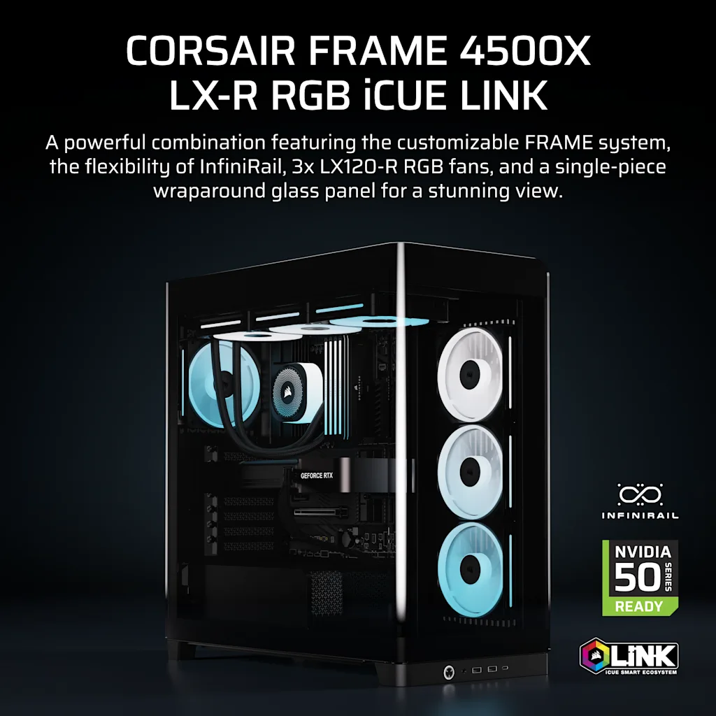 新品CORSAIR FRAME 4500X LX-R RGB ブラック FRAME 4500X LX-R RGB iCUE LINK Panoramic Glass Mid-Tower PC Case