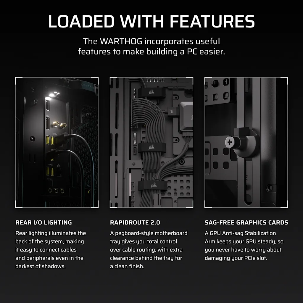 Corsair WARTHOG Airflow Mid-Tower PC Case - Black thumbnail 5