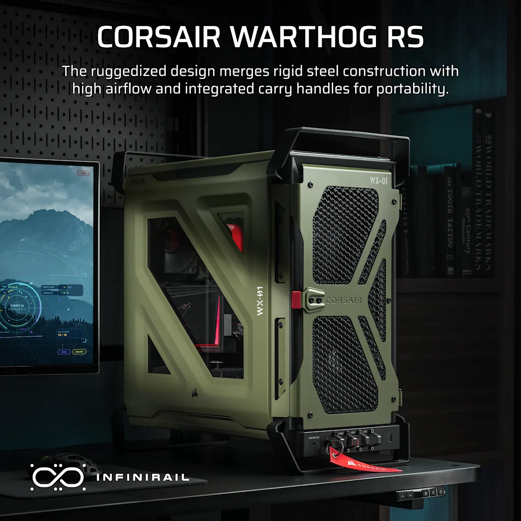 Corsair WARTHOG RS Airflow Mid-Tower PC Case - Olive Drab thumbnail 2