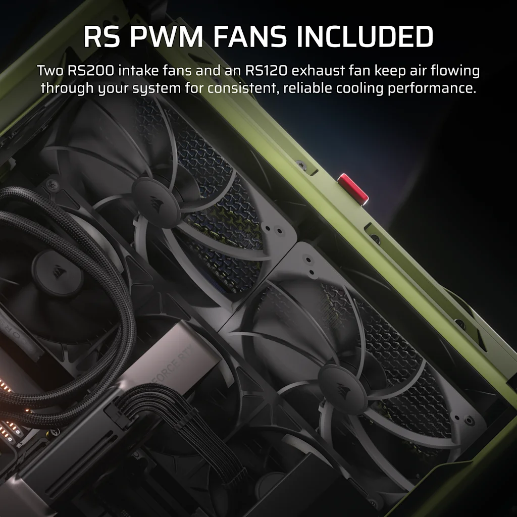 Corsair WARTHOG RS Airflow Mid-Tower PC Case - Olive Drab thumbnail 3
