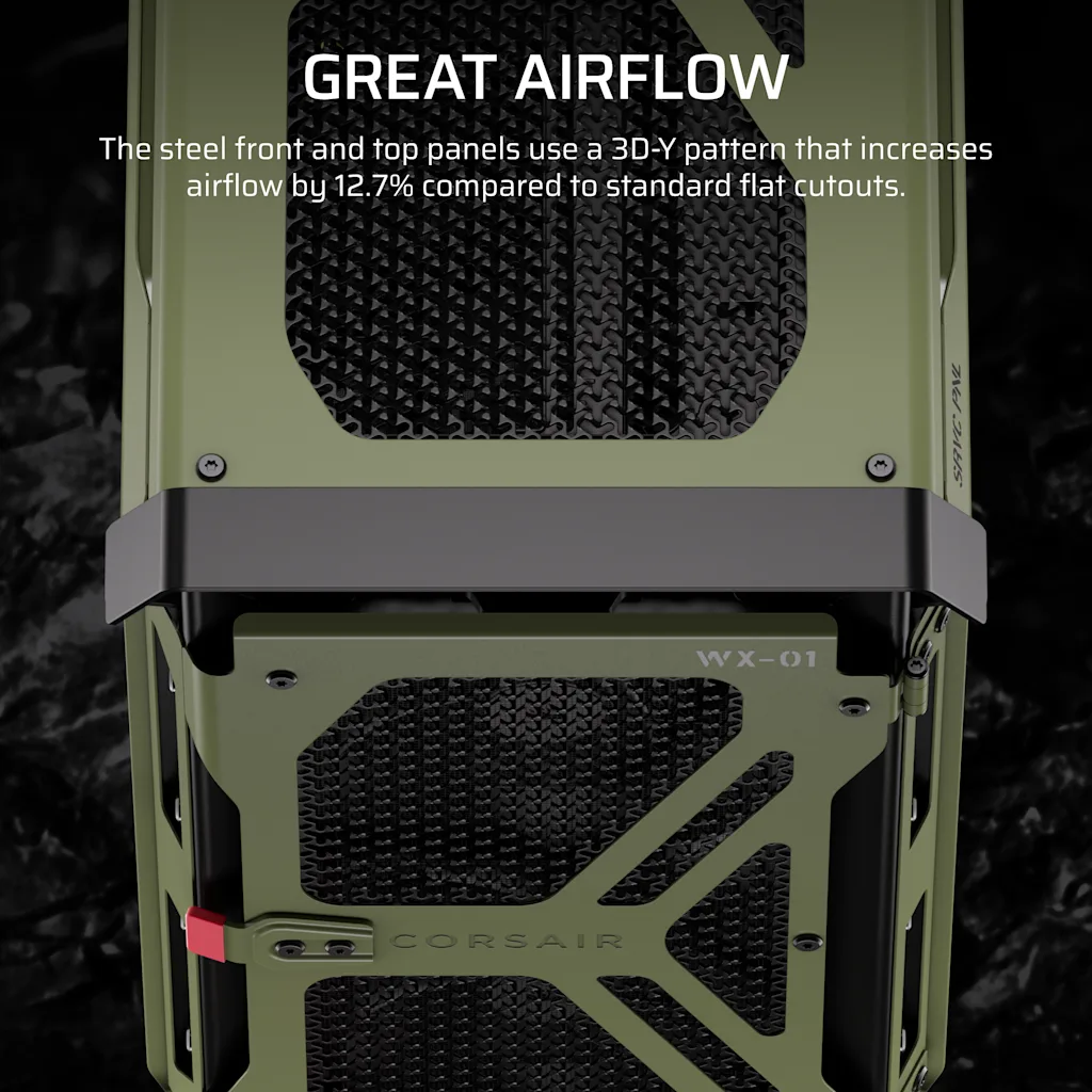 Corsair WARTHOG RS Airflow Mid-Tower PC Case - Olive Drab thumbnail 4