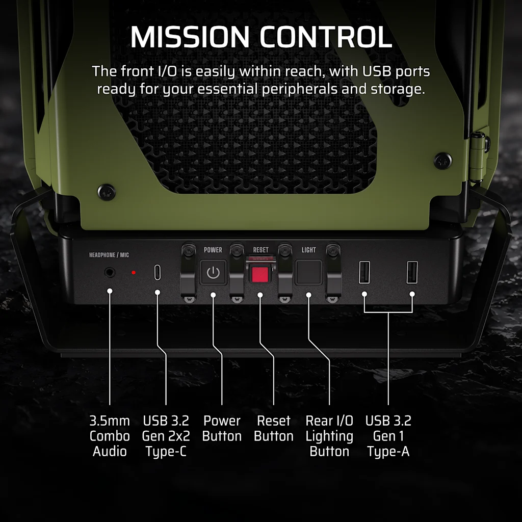 Corsair WARTHOG RS Airflow Mid-Tower PC Case - Olive Drab thumbnail 5