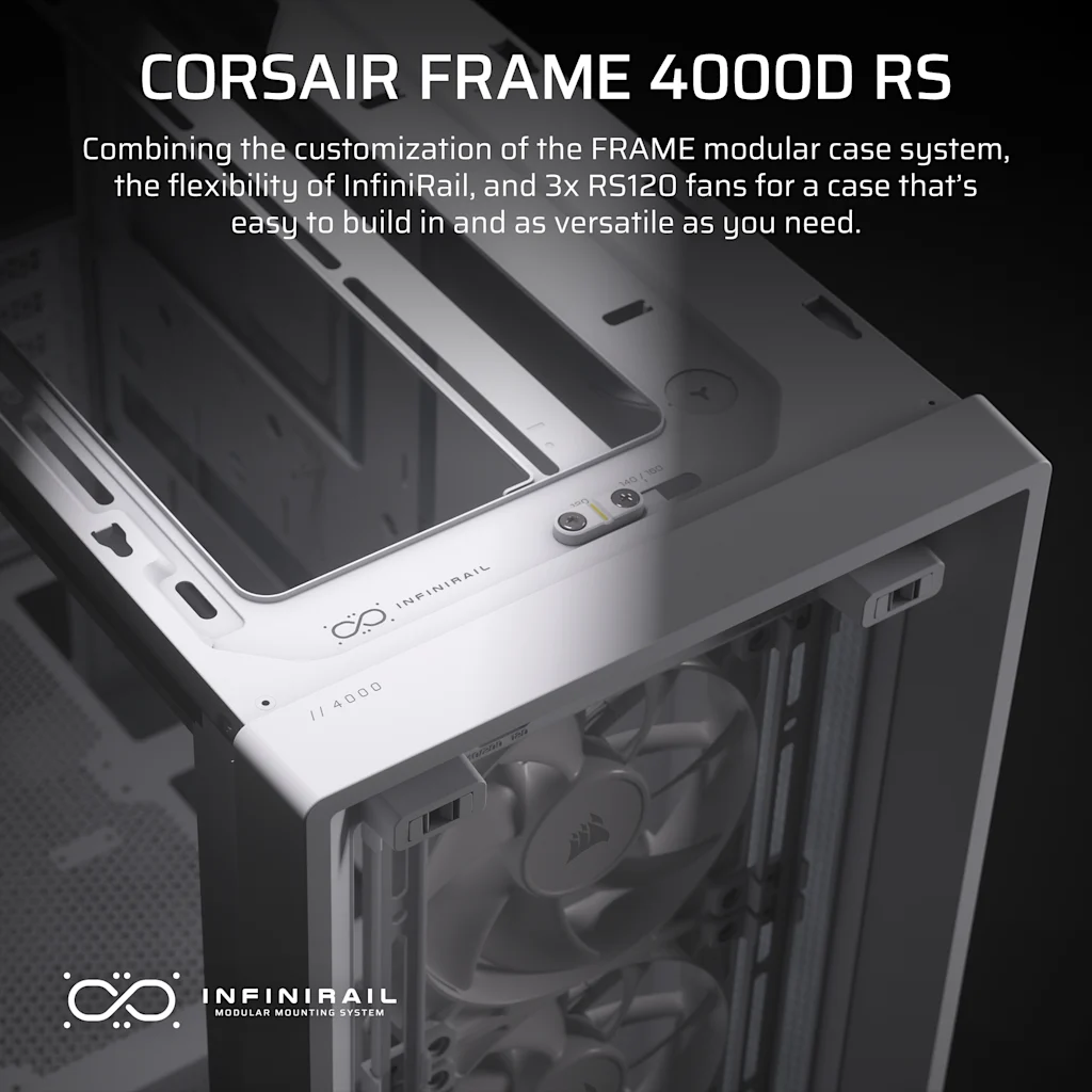 CORSAIR FRAME 4000D RS Modular Mid-Tower PC Case - White thumbnail 2