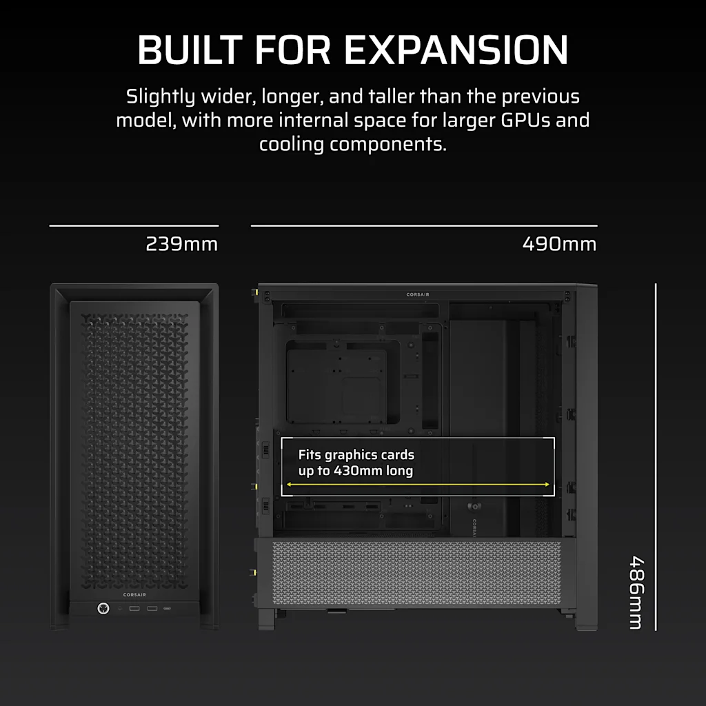 CORSAIR FRAME 4000D Performance ブラック FRAME 4000D RS ARGB Modular Mid-Tower PC Case