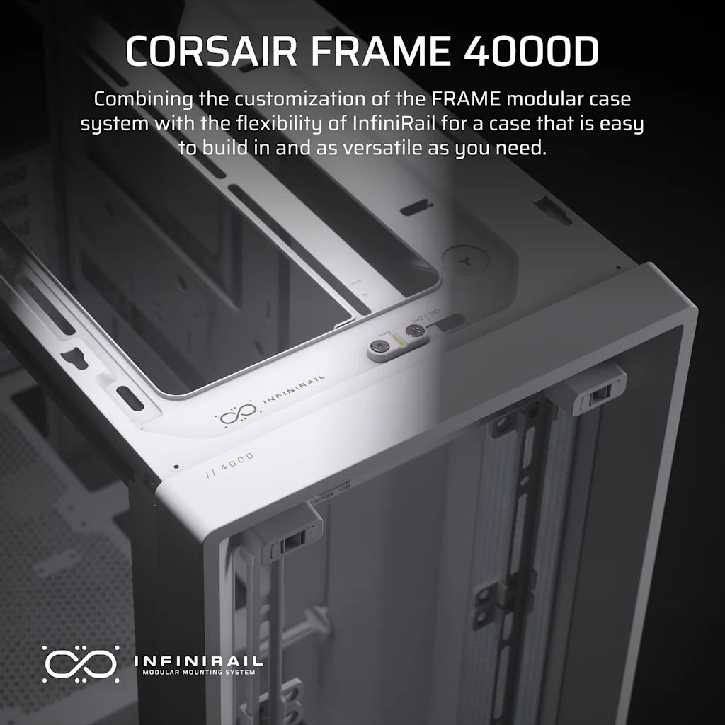 Corsair FRAME 4000D Modular Mid-Tower PC Case - White thumbnail 2