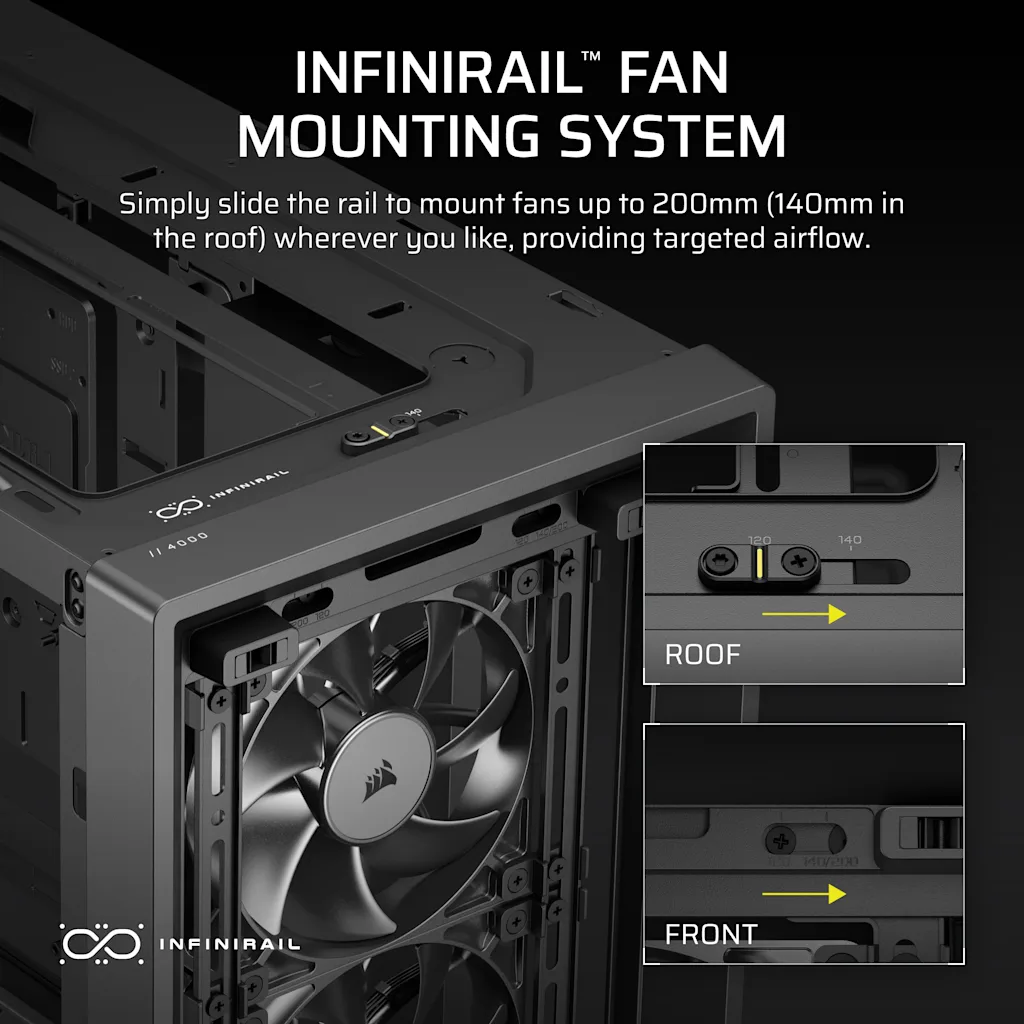 Corsair FRAME 4000D WOOD RS Modular Mid-Tower PC Case - Black/Walnut thumbnail 5