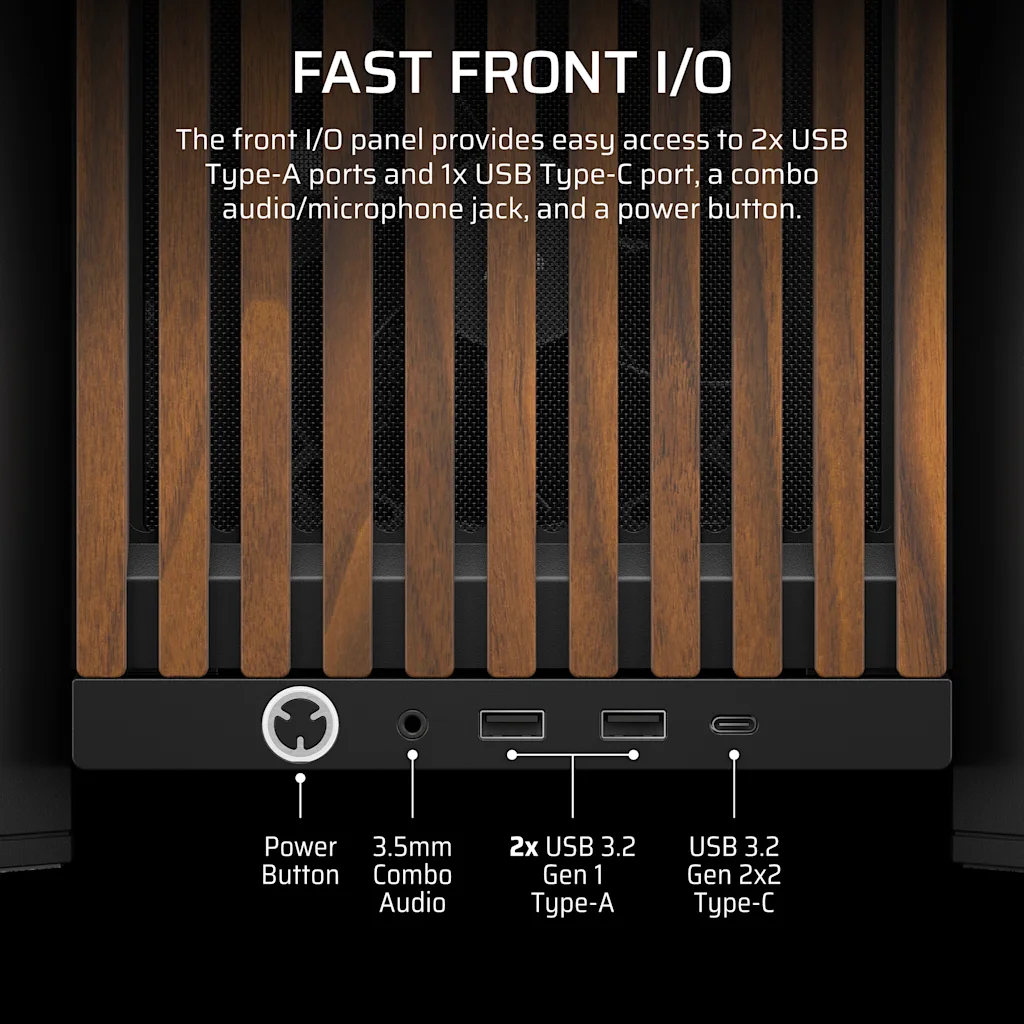Corsair FRAME 4000D WOOD RS Modular Mid-Tower PC Case - Black/Walnut thumbnail 7