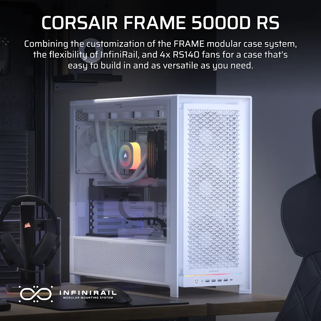 Corsair FRAME 5000D RS High-Airflow Mid-Tower PC Case - White thumbnail 2