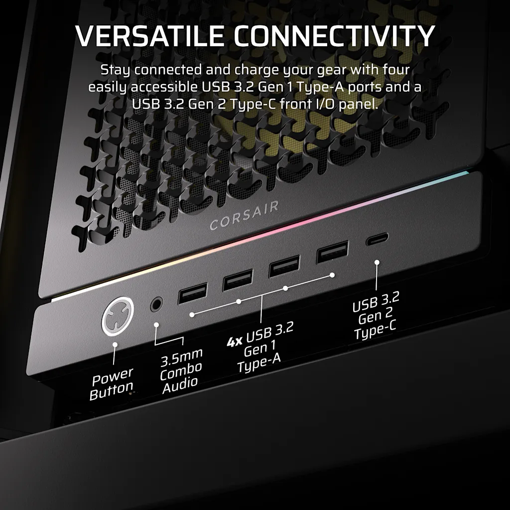 Corsair FRAME 5000D RS ARGB Modular Full Tower EATX PC Gaming Case - Black - CC-9011309-WW thumbnail 7