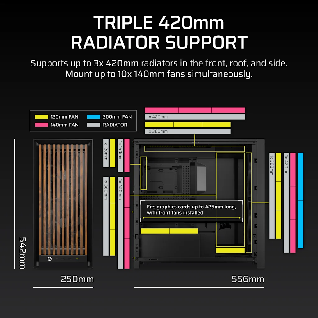 FRAME 5000D WOOD RS Modular Mid-Tower PC Case - Black/Walnut