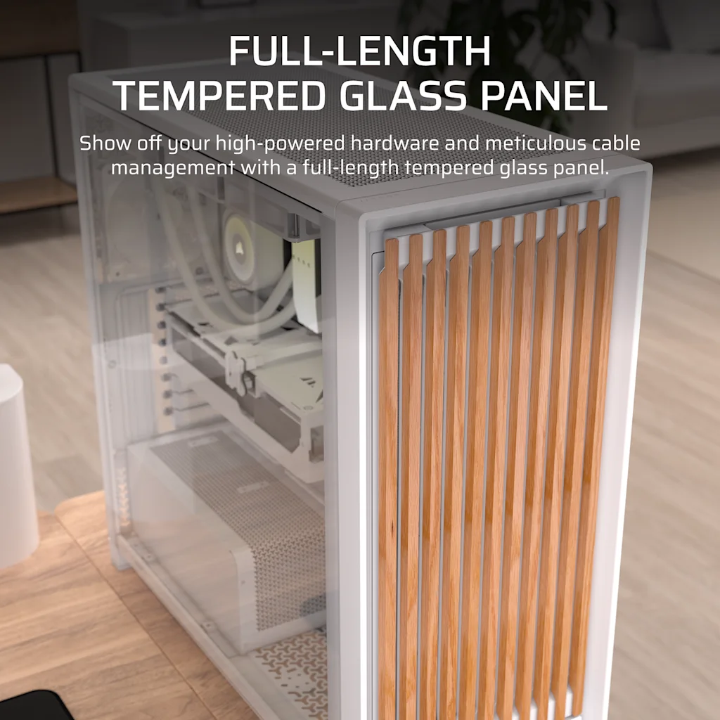 Corsair FRAME 5000D WOOD RS Modular Mid-Tower PC Case - White/Oak thumbnail 5