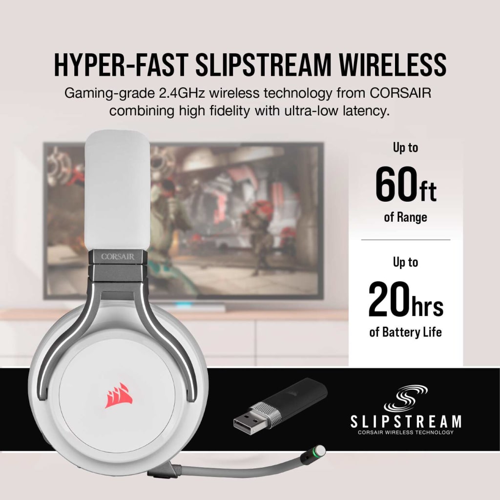 Corsair VIRTUOSO RGB Wireless Headset, White, Refurbish