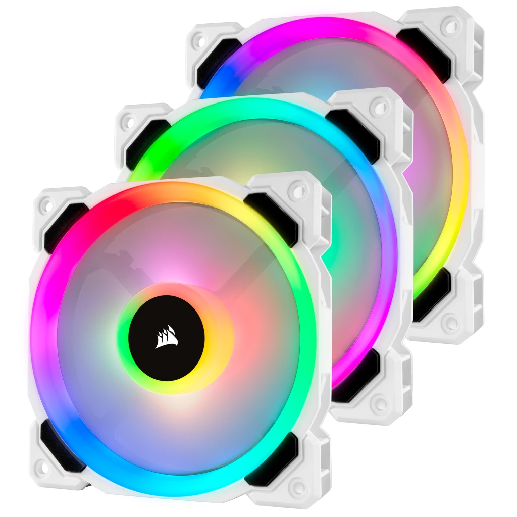 CORSAIR LL120 RGBファン6個+CORE XT CORSAIR LL Series, White LL120 RGB, 120mm RGB LED Fan, Triple Pack