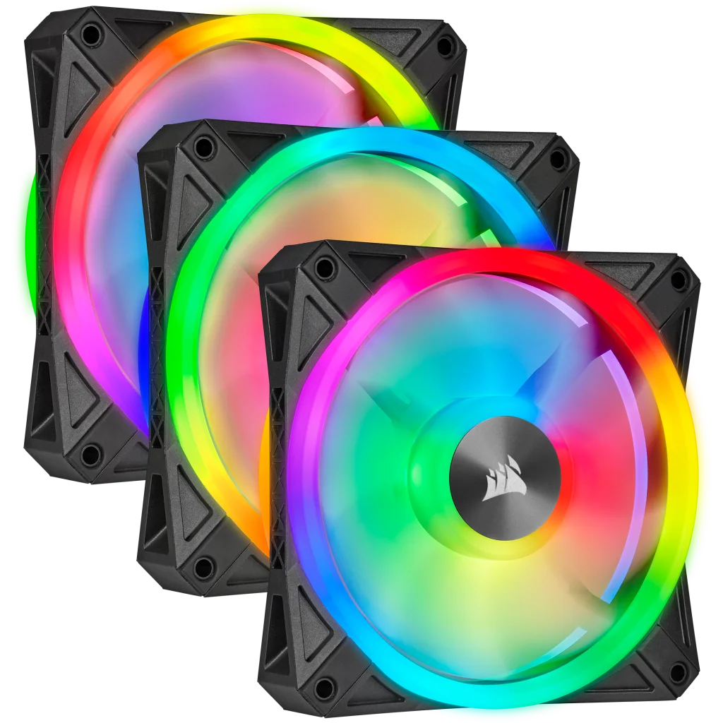 CORSAIR QL Series, QL120 RGB, 120mm RGB LED Fan, Triple Pack with Lighting Node CORE, Refurbish CORSAIR QL Series, QL120 RGB, 120mm RGB LED Fan, Triple Pack with Lighting Node CORE, Refurbish