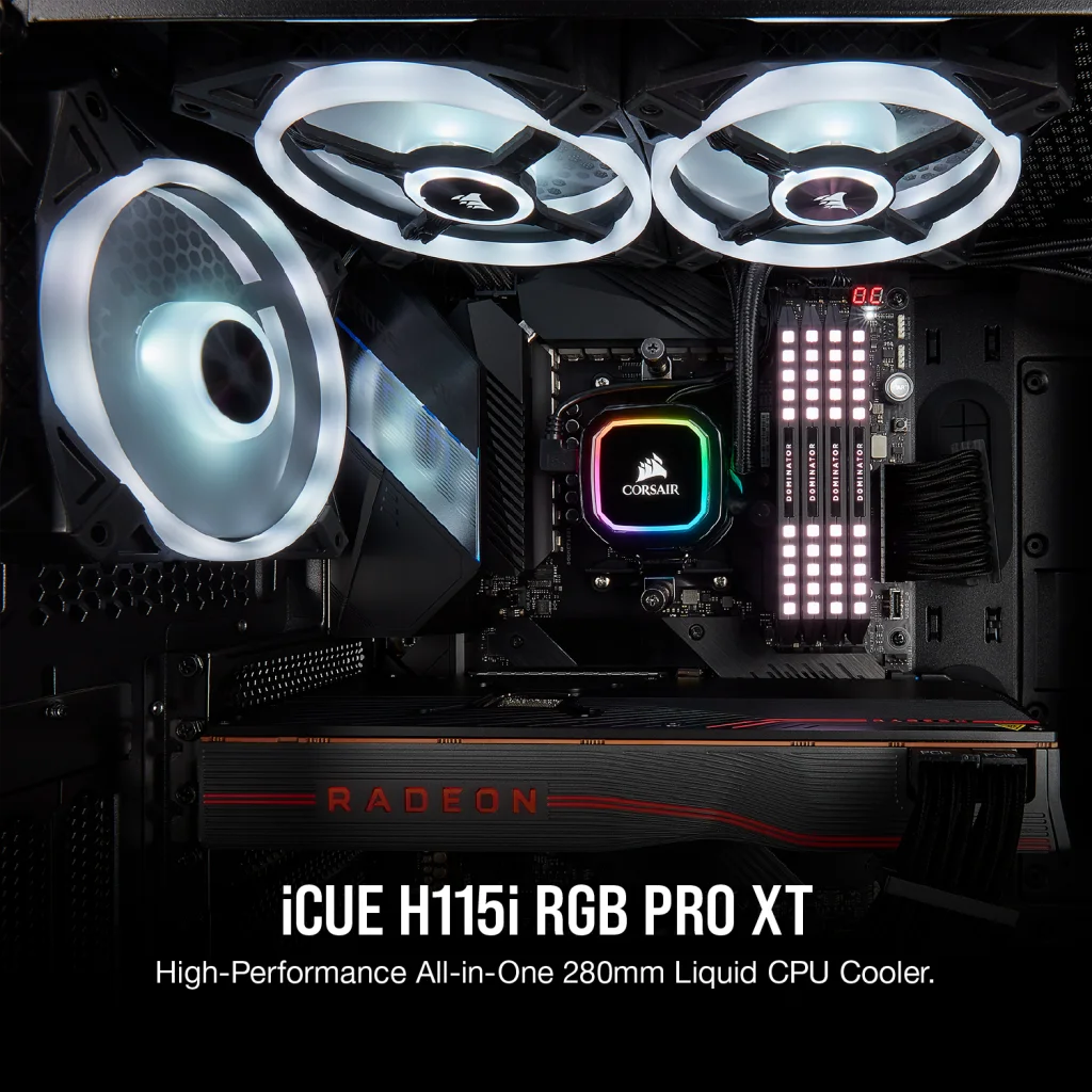 CORSAIR iCUE H115i RGB PRO XT,280mm Radiator,Dual 140mm PWM Fans,Software Control,Liquid CPU Cooler, Refurb CORSAIR iCUE H115i RGB PRO XT,280mm Radiator,Dual 140mm PWM Fans,Software Control,Liquid CPU Cooler, Refurb
