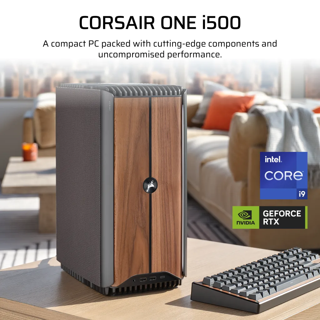 CORSAIR ONE i500 PC – Wood Dark: Liquid Cooled Intel Core i9