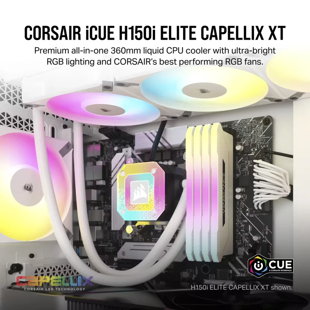 iCUE H150i ELITE CAPELLIX XT Liquid CPU Cooler, White