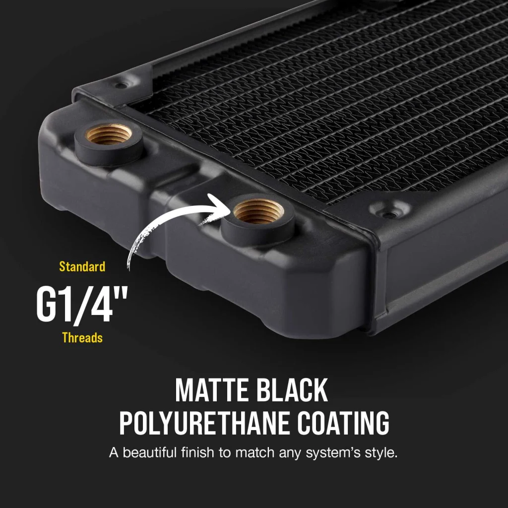 CORSAIR Hydro X Series XR5 360mm V2 Custom Cooling Radiator – Compatible With ICUE Link Fans, 3x120mm Fan Mounts, Screw Protection Plates, G1/4" Threads – Black - View #9