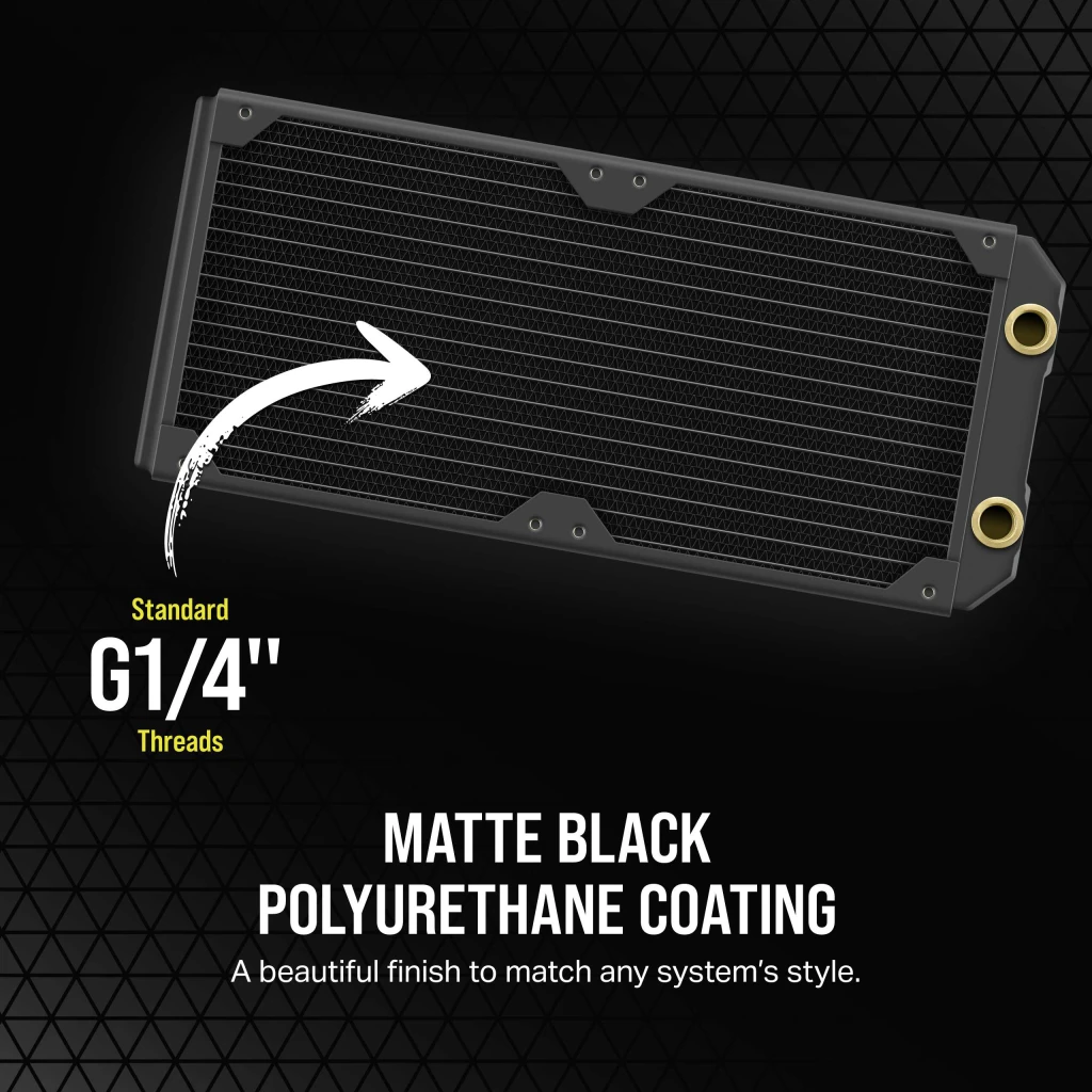 CORSAIR Hydro X Series XR5 360mm V2 Custom Cooling Radiator – Compatible With ICUE Link Fans, 3x120mm Fan Mounts, Screw Protection Plates, G1/4" Threads – Black - View #2
