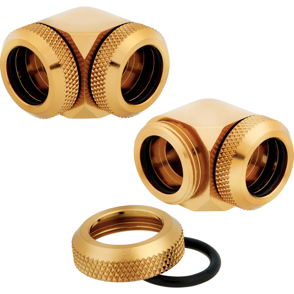 Hydro X Series XF Hardline 90° 14mm OD Fitting Twin Pack — Gold