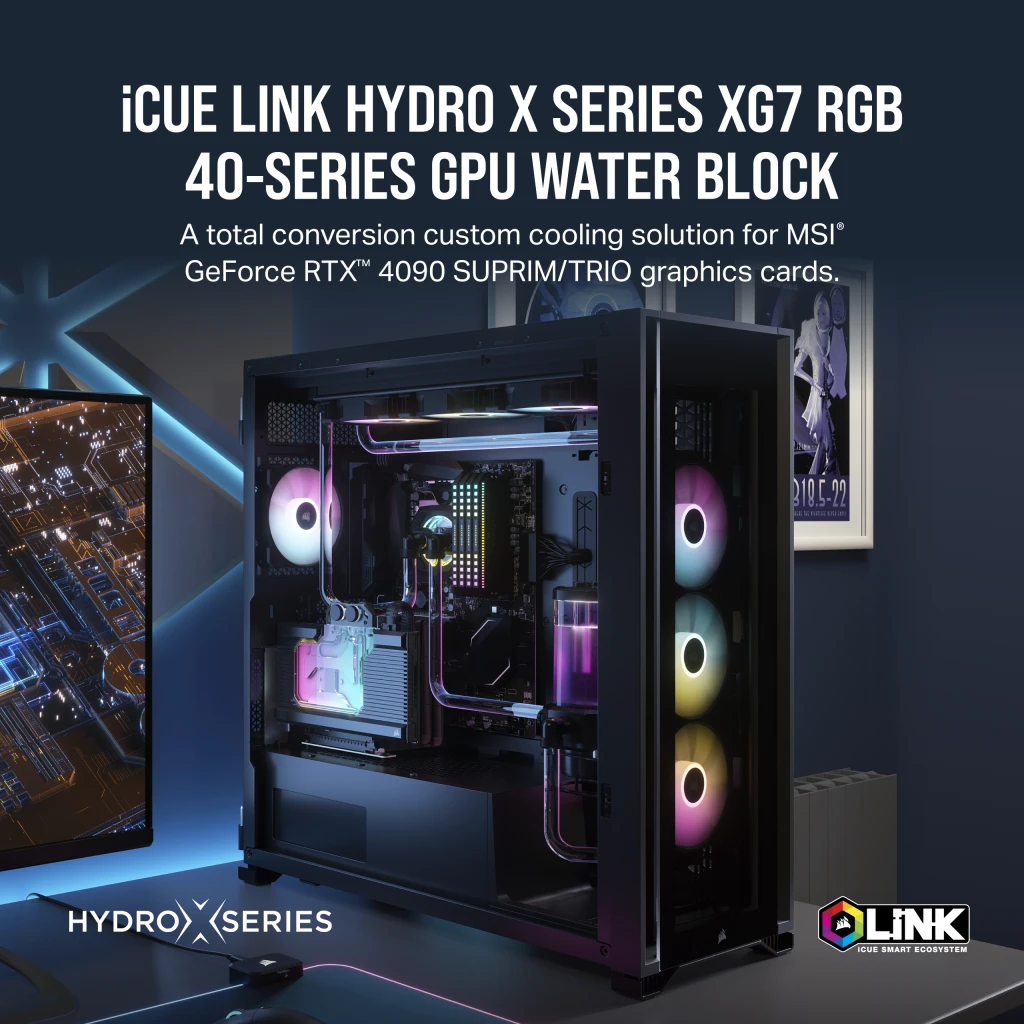 Hydro X Series iCUE LINK XG7 RGB 40-SERIES GPU Water Block (4090 SUPRIM/ GAMING TRIO)