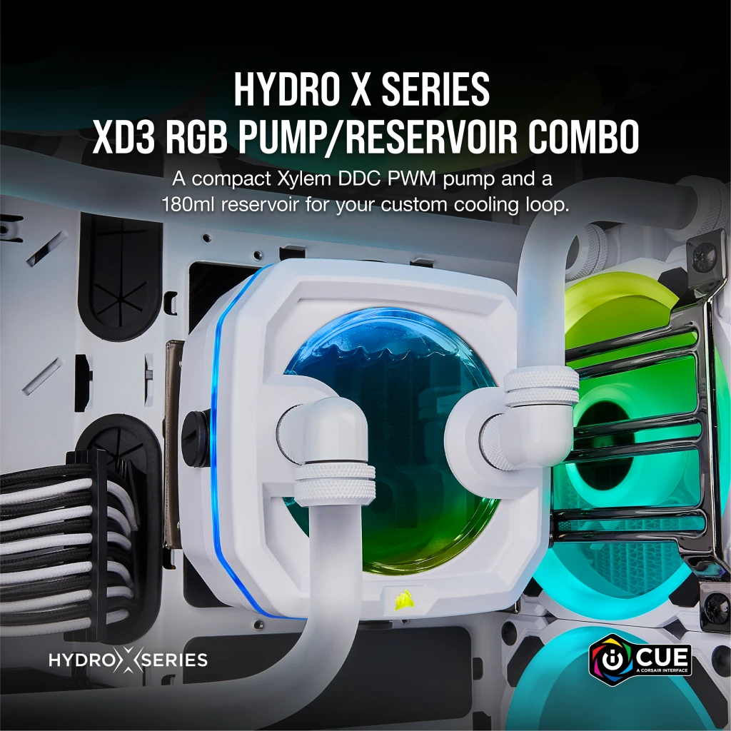 Hydro X Series XD3 RGB Pump/Reservoir Combo — White