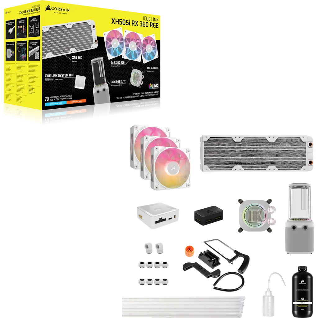 HYDRO X SERIES iCUE LINK XH505i RX 360 RGB Custom Cooling Kit - White