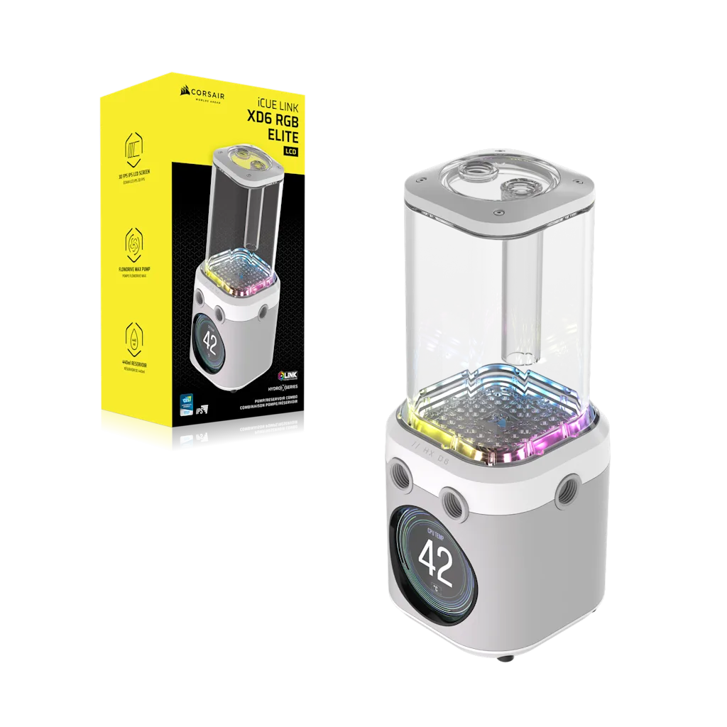 iCUE LINK XD6 RGB ELITE LCD Pump/Reservoir Combo - White