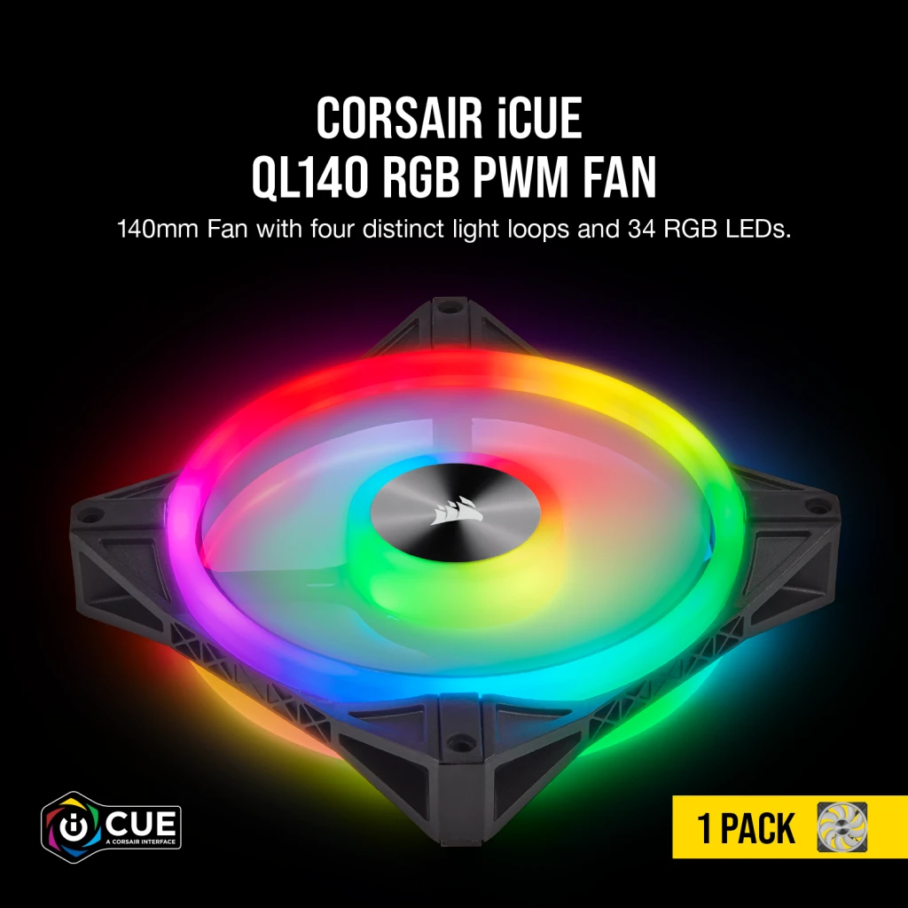 iCUE QL140 RGB 140mm PWM Single Fan
