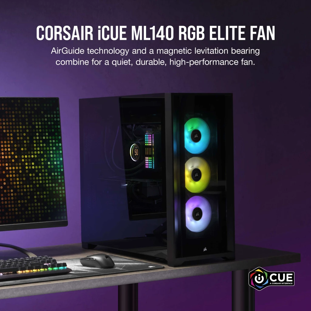 CORSAIR ML140 LED ELITE ブルー 2個セット ML140 LED ELITE Blue Premium 140mm PWM Magnetic Levitation Fan