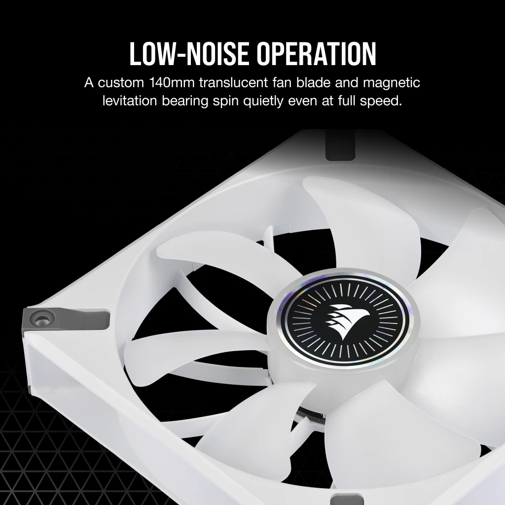 iCUE ML140 RGB ELITE Premium 140mm PWM Magnetic Levitation Fan — White  Single Pack