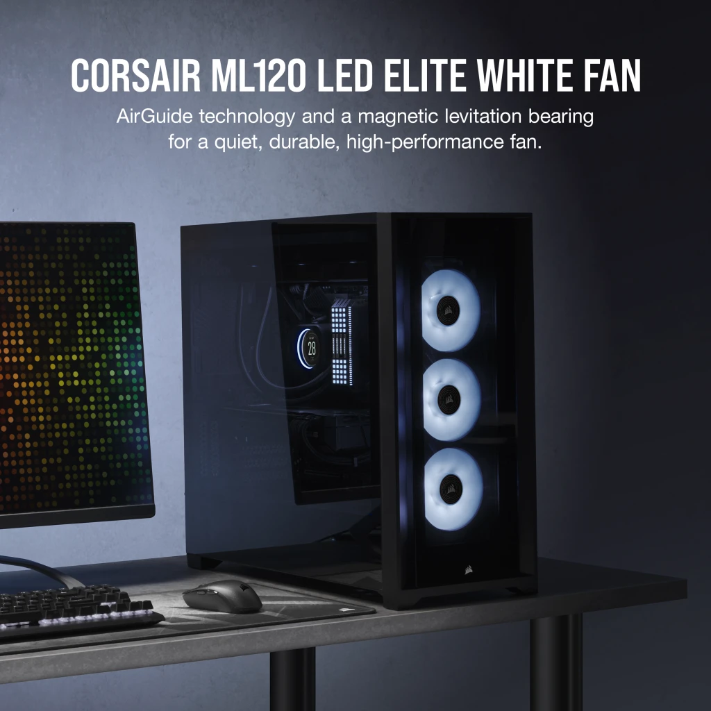 ML120 LED ELITE White Premium 120mm PWM Magnetic Levitation Fan