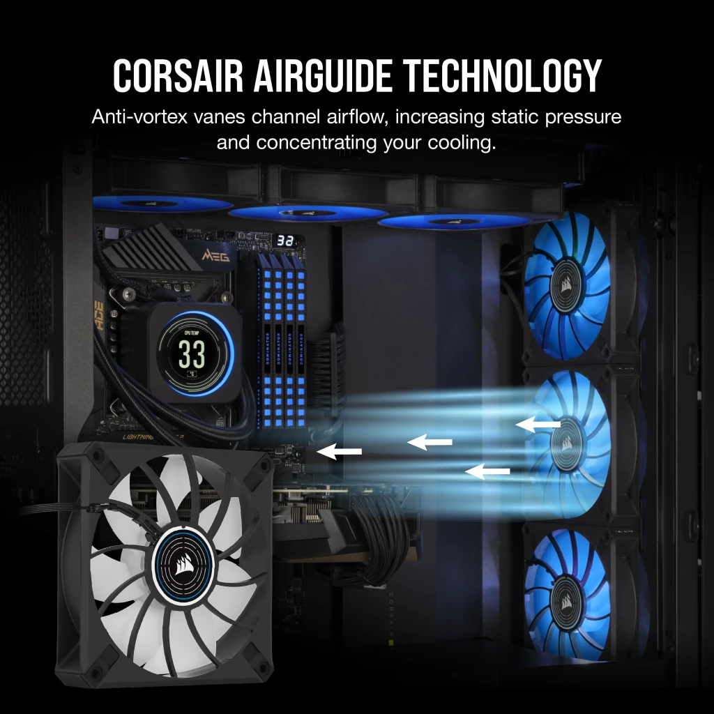 CORSAIR ML120 LED ELITE ブルー 3個セット ML120 LED ELITE Blue Premium 120mm PWM Magnetic Levitation Fan