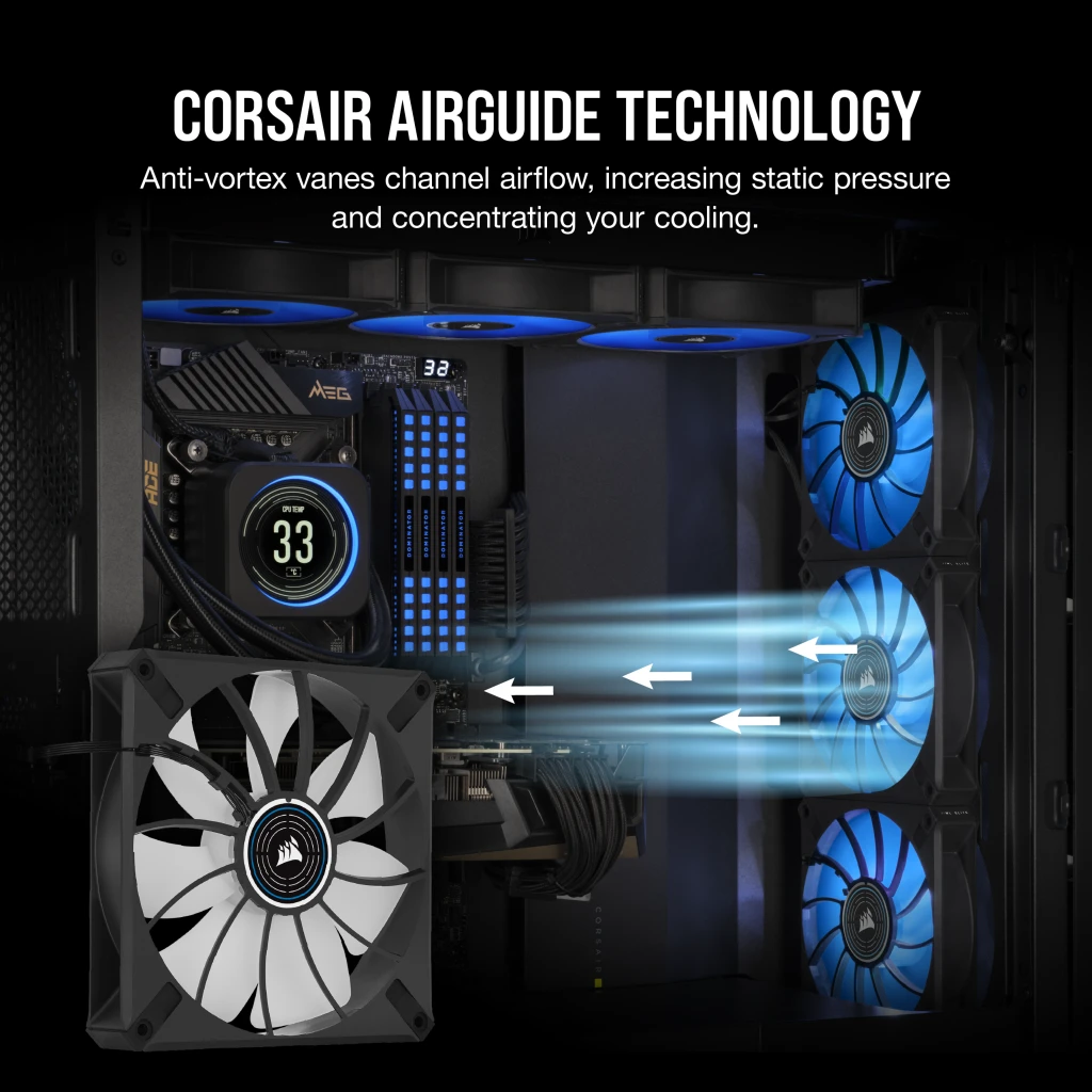 CORSAIR ML140 LED ELITE ブルー 2個セット ML140 LED ELITE Blue Premium 140mm PWM Magnetic Levitation Fan