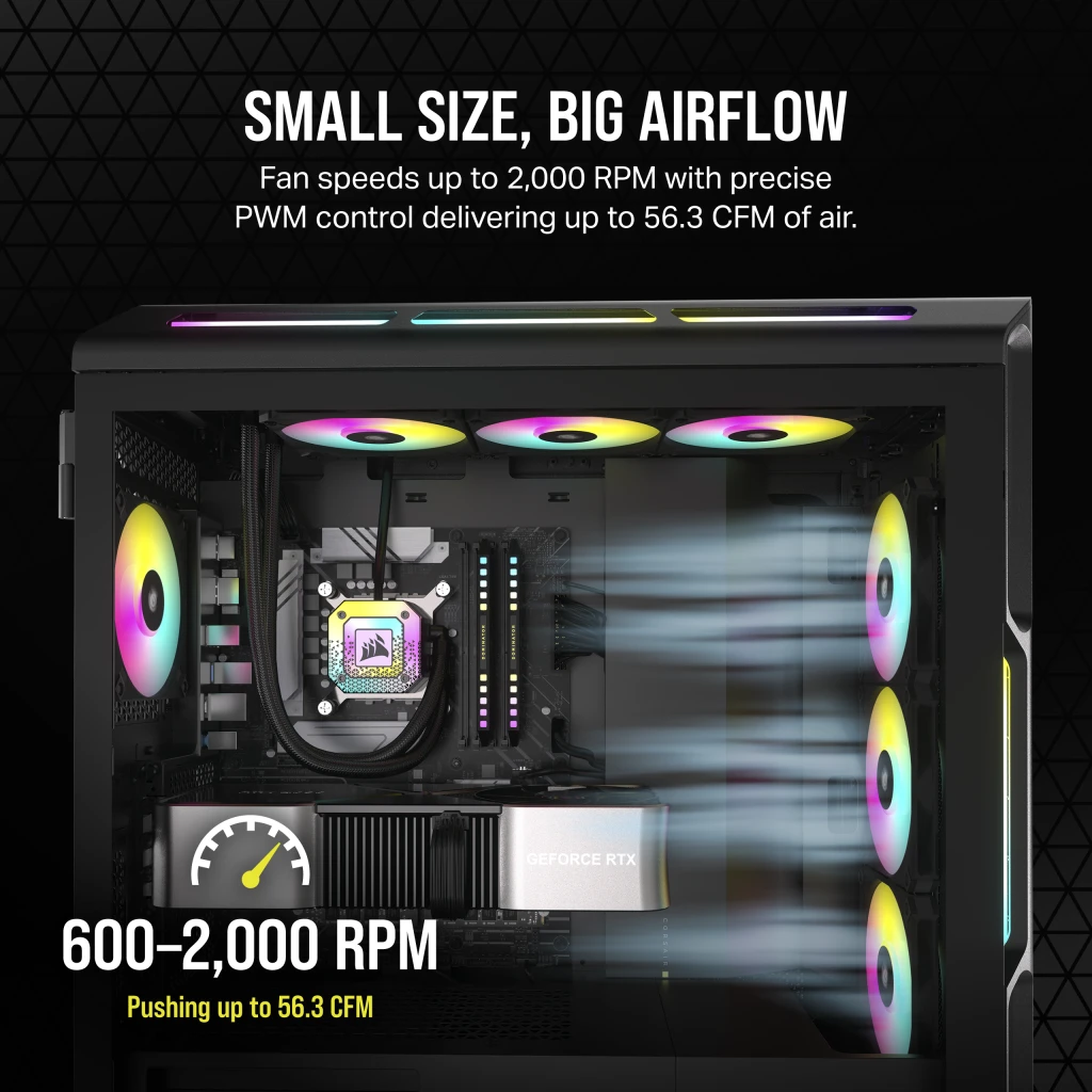 iCUE AF120 RGB SLIM 120mm PWM Fluid Dynamic Bearing Fan — Black Twin Pack