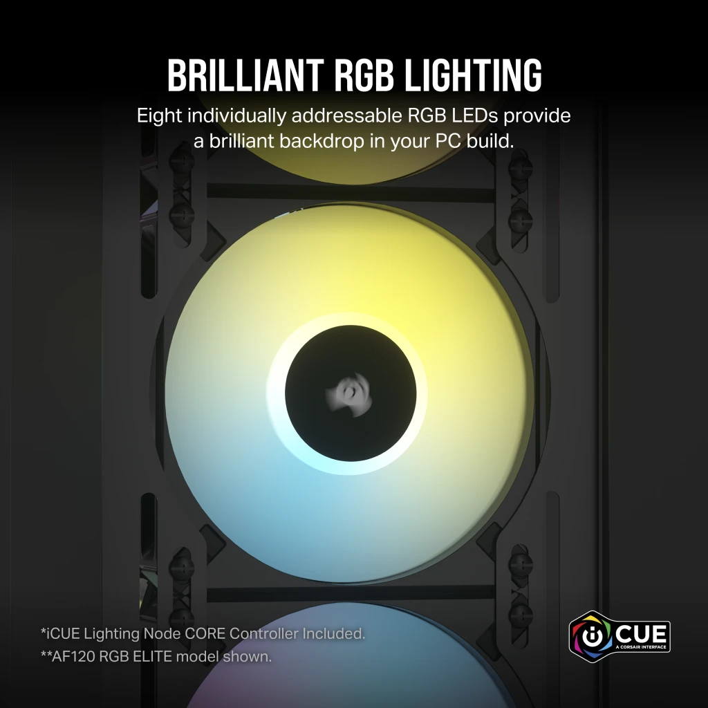 iCUE AF120 RGB SLIM 120mm PWM Fluid Dynamic Bearing Fan — Black Twin Pack