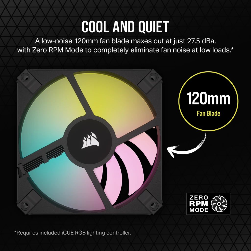 iCUE AF120 RGB SLIM 120mm PWM Fluid Dynamic Bearing Fan — Black Twin Pack