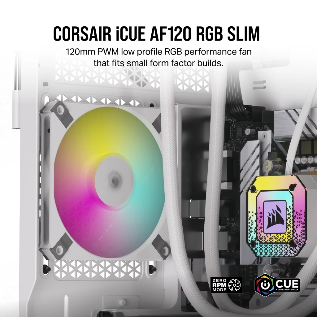 iCUE AF120 RGB SLIM 120mm PWM Fluid Dynamic Bearing Fan — White