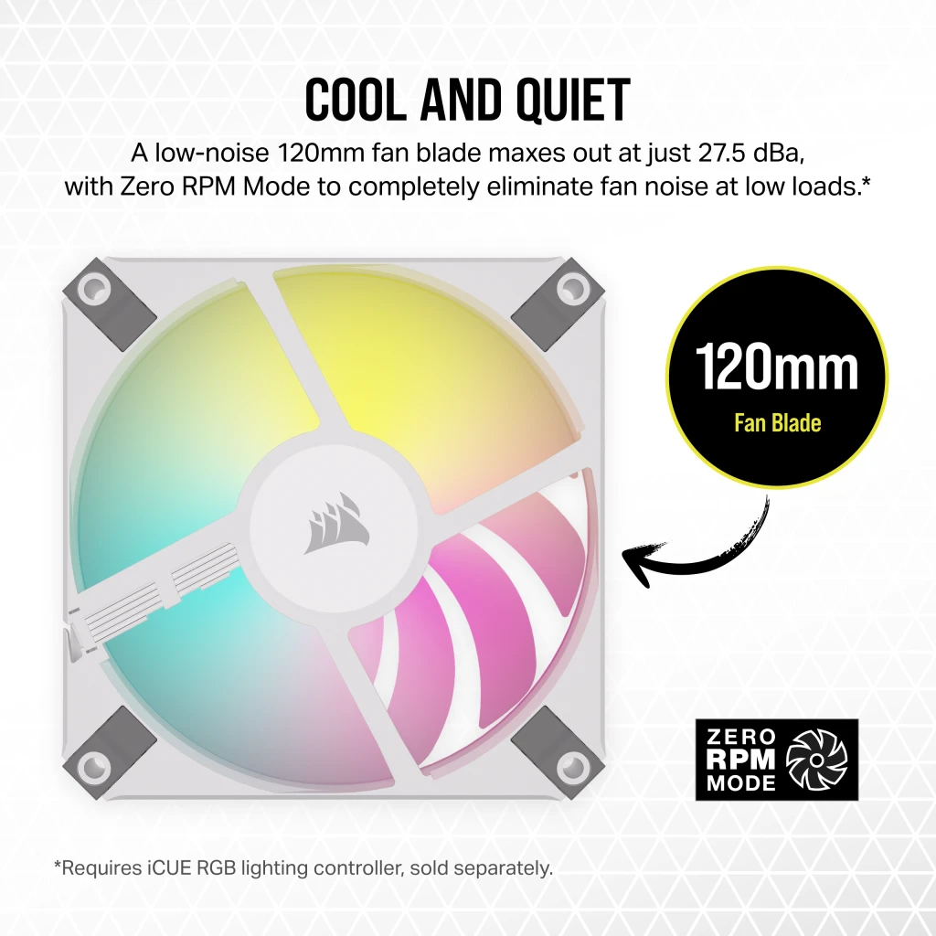 iCUE AF120 RGB SLIM 120mm PWM Fluid Dynamic Bearing Fan — White