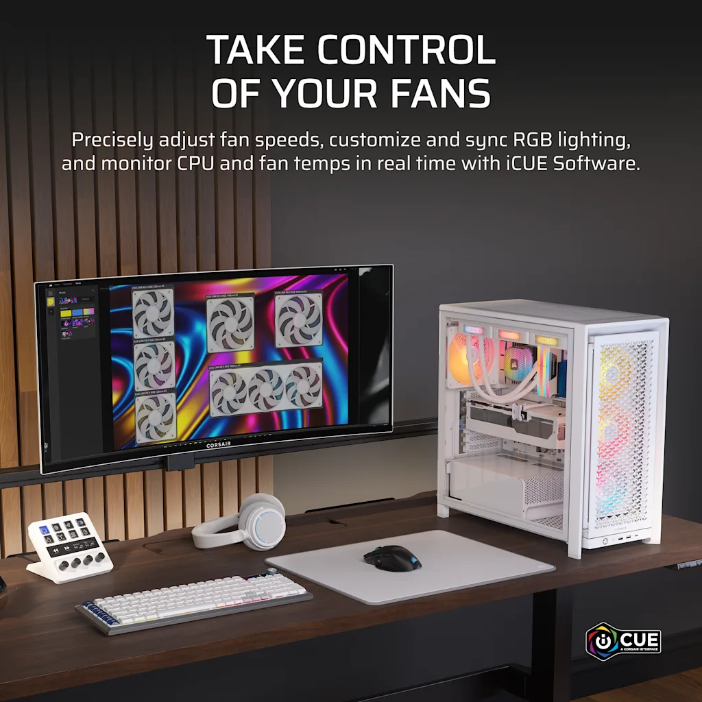 Corsair iCUE LINK RX120 II RGB PWM PC Fan Expansion - White thumbnail 7