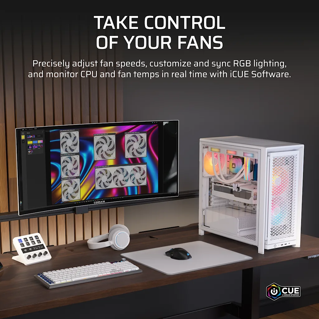 Corsair iCUE LINK RX140 II RGB PWM PC Fan Expansion - White thumbnail 7