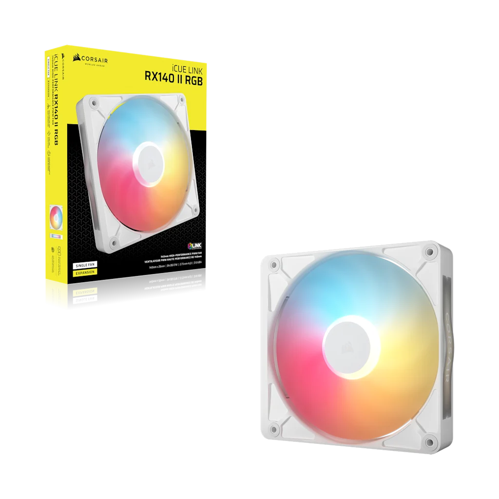Corsair iCUE LINK RX140 II RGB PWM PC Fan Expansion - White thumbnail 8