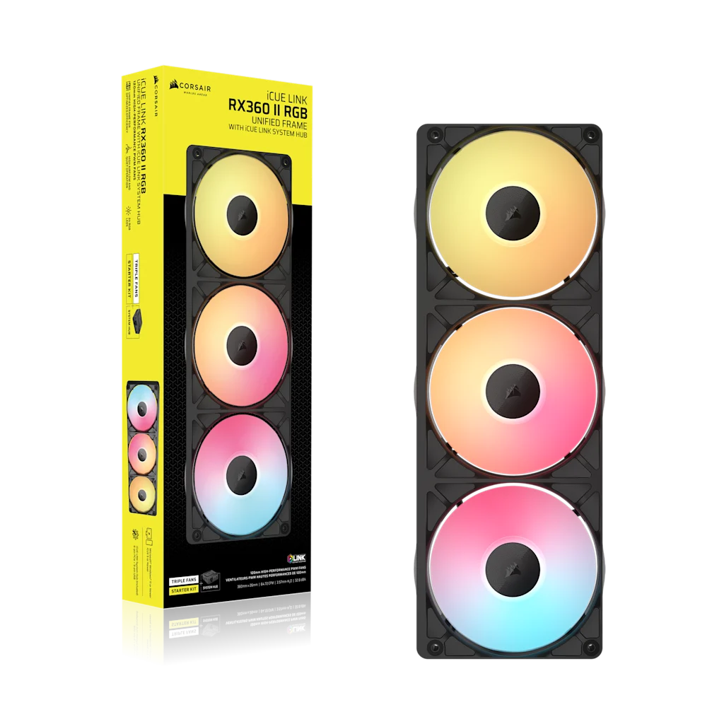 Corsair iCUE LINK RX360 II Unified Frame RGB PWM PC Fans Starter Kit with iCUE LINK System Hub thumbnail 8