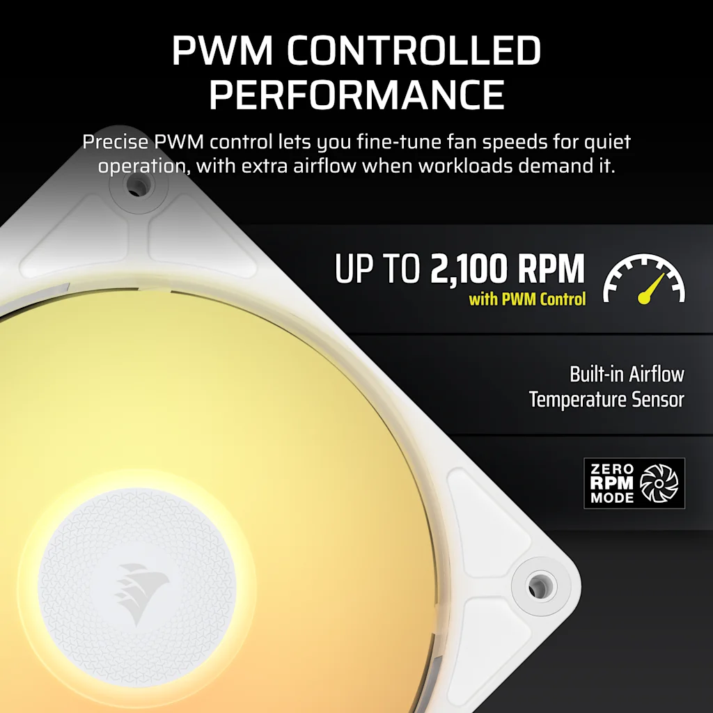 Corsair iCUE LINK RX360 II Unified Frame RGB PWM PC Fans Starter Kit with iCUE LINK System Hub - White thumbnail 4