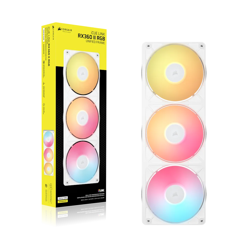 Corsair iCUE LINK RX360 II Unified Frame RGB PWM PC Fans Expansion - White thumbnail 8